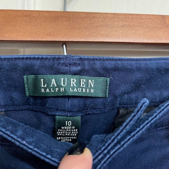 Lauren Ralph Lauren Women's Blue Zip Pockets Straight Leg Stretch Pants Size 10 - Picture 2 of 8